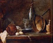 Jean Baptiste Simeon Chardin Lean food with cook utensils oil painting artist